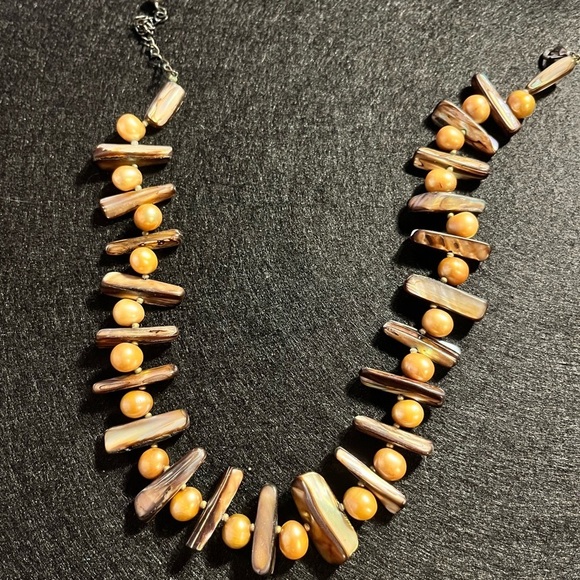 Jewelry - Unique Beaded Necklace with Orange and Brown Accents